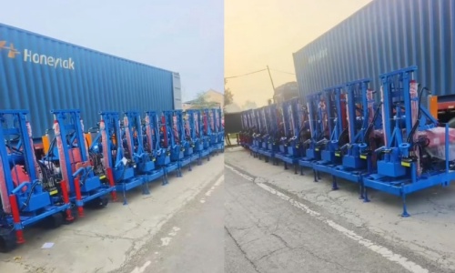 Thirteen portable diesel hydraulic water well drilling rigs were loaded and sent to American client.(图1)